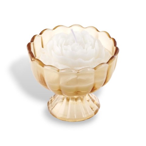 CANDELA IN ALZATINA VETRO AMBRA 9X7